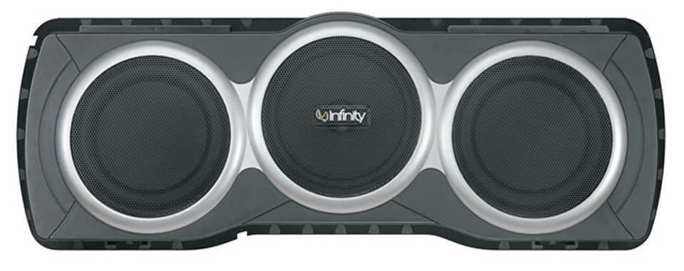 BASSLINK T - Black - Low-profile powered subwoofer system with 250W Class D amplification, 10 inch subwoofer, and dual 10 inch passive radiators. - Hero